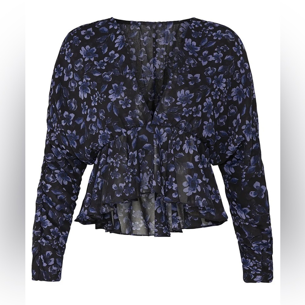 MISA Los Angeles Kesara Floral Peplum Top XS Romantic Date Night Blouse NWOT - Picture 3 of 12